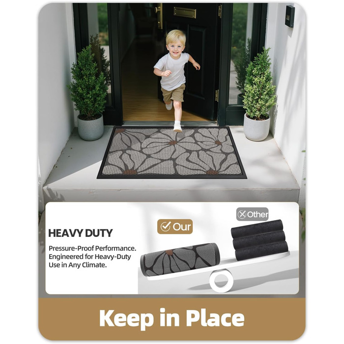 Придверний килимок COLOR&GEOMETRY для вулиці 43 x 76 см, протибрудний та антиковзаючий килим для вхідної групи, бежевий