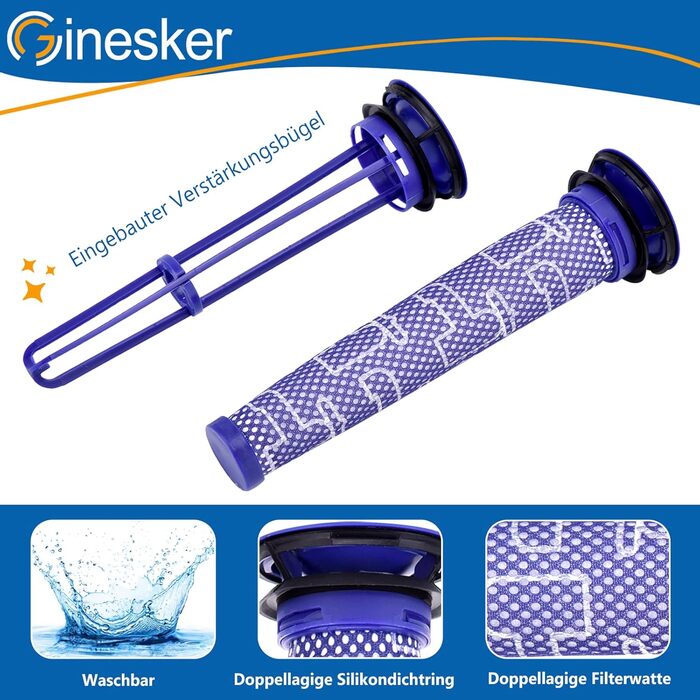 Фільтри для пилососа Dyson V7 V8: комплект 2 HEPA-фільтри після двигуна та 2 попередні фільтри. Оригінальні DY-96566101, DY-96747801