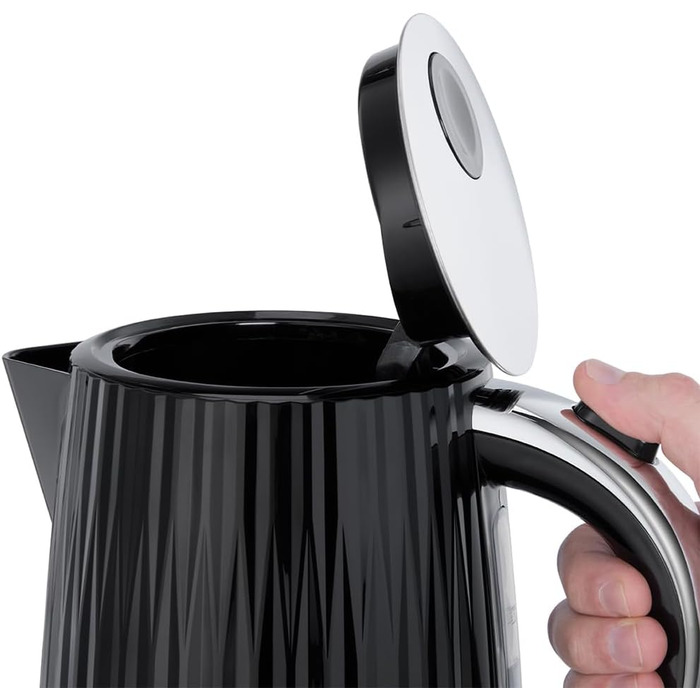 Russell Hobbs Kettle [1.7L 2400W] Eden White, Stainless Steel Accents (Removable Scale Filter, Push-Button Lid Opening, Water Level Indicator, Illuminated Switch, BPA Free) Teapot 27360-70 (Black)