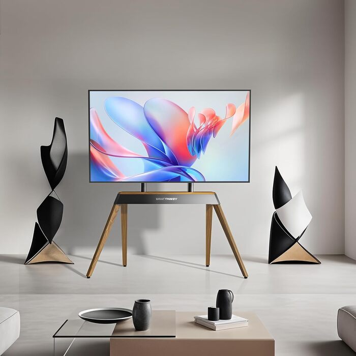 Підставка для телевізора Vanconwey Boden TV Ständer для LED/LCD екранів 40-86 дюймів, дерев'яно-металева, до 110lbs, VESA 600x400mm, горіх (VC-Z1818)