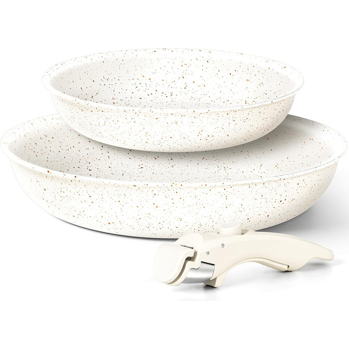 Набір сковорідок Michelangelo з антипригарним покриттям, індукційні, 20/24/28 см, знімний ручка, до 240°C, чорний