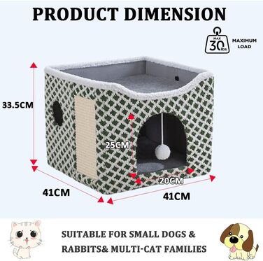 Кігтеточка-будиночок для котів ERNAN Katzenhöhle, зелена, S