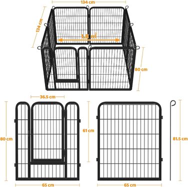 Клітка для цуценят Yaheetech 8-секційна, 80 см, з переносною сумкою та кріпленням, для дому та саду, проста у збірці
