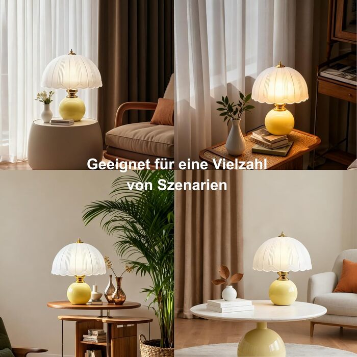 LED настільна лампа, невеликий скляний світильник з 3 режимами кольору, вінтажний приліжний світильник для вітальні та спальні