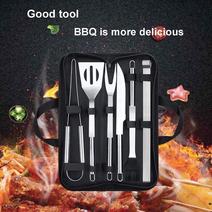 Набір гриль-посуду 13 предметів: аксесуари для гриля, інструменти для барбекю, набір для гриля, посуд для гриля з нержавіючої сталі з подарунковим пакуванням для чоловіків, кемпінгу, пікніка, сімейного відпочинку та вечірок на природі