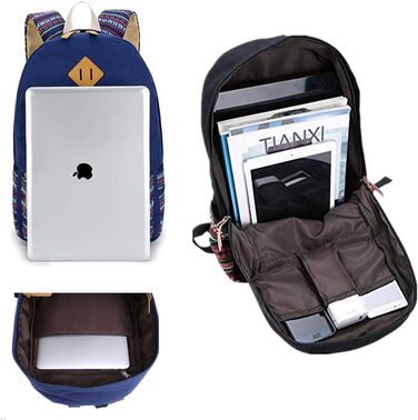 Жіночий/Дівчачий рюкзак у стилі vintage з кольоровими смужками. Чорний канвасний рюкзак для підліток, дівчат та студентів