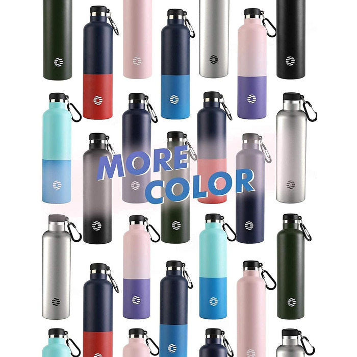 FEIJIAN FJbottle 316 Stainless Steel Vacuum-Insulated Water Bottle 750ml/1000ml with Carabiner, BPA-Free Bottles, Leak-Proof Sports Bottle for Sports, Work, and Travel (1000 ml, Silver)