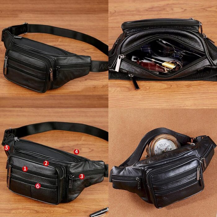 Чоловіча/Жіноча поясна сумка на пояс, водонепроникна, чорна, з регульованим ремінком 120 см, для подорожей, хайкінгу, прогулянок з собакою