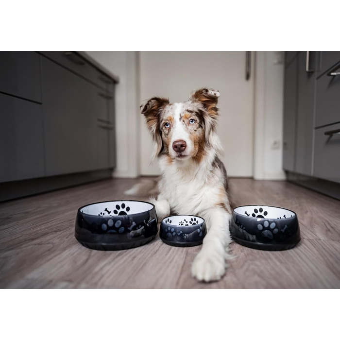 Миска для собак великих та маленьких порід - годівниця/поїлка S/M/L з неслизьким дном (1800 мл, чорна)