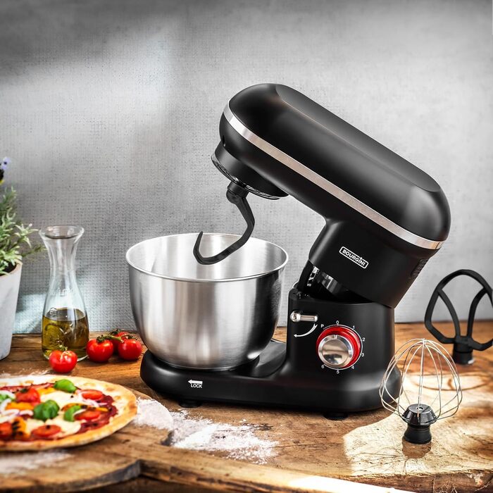 Stand Mixer - Classic Kitchen Chef Black - Kitchen Mixer - Food Processor with 4.5 Liter Capacity, 1300-Watt Motor