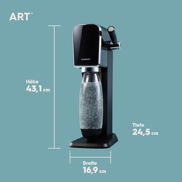 SodaStream Wassersprudler ART: Газова машина для води з CO2 балончиком та пляшкою 1L, білий/чорний, 44 см