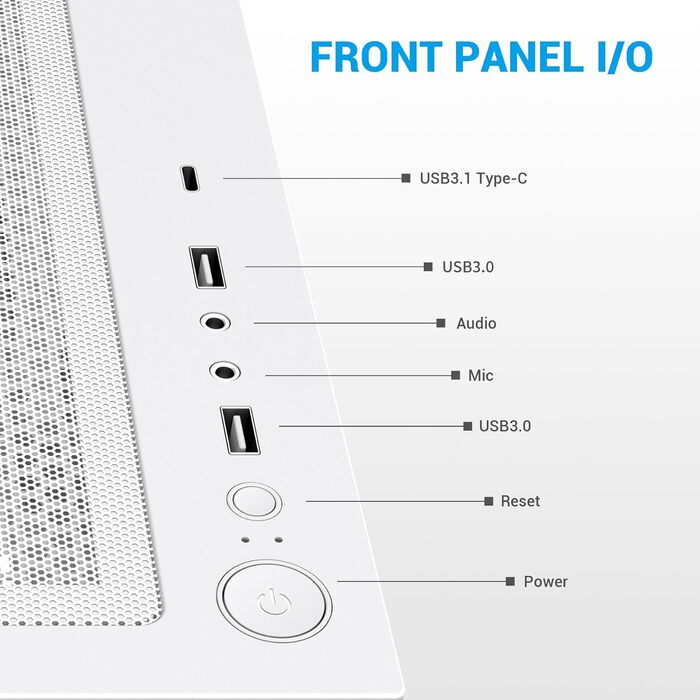 Корпус ПК SAMA V40 Mid-Tower ATX з 6 вентиляторами 120 мм ARGB PWM, подвійні панелі з загартованого скла, Dual Chamber, USB 3.1 Type-C, підтримка ATX/mATX/ITX GPU, білий колір
