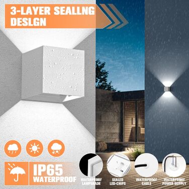 Настінне освітлення YrgePowk 2 шт. з LED лампою G9, зовнішнє та внутрішнє, IP65, регульований кут освітлення, чорний, 4 шт. (білий 6000K)