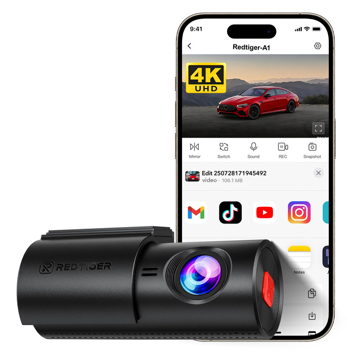 Автомобільний відеореєстратор Redtiger A1 4K з G-сенсором