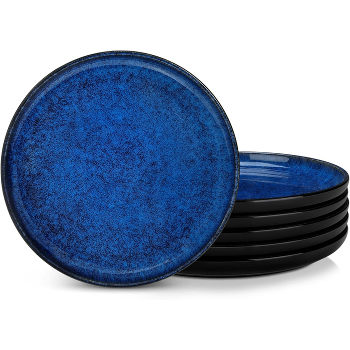 Vancasso Starry Blue 24-Piece Stoneware Dinnerware Set for 6 - Complete Tableware Set with Plates, Bowls