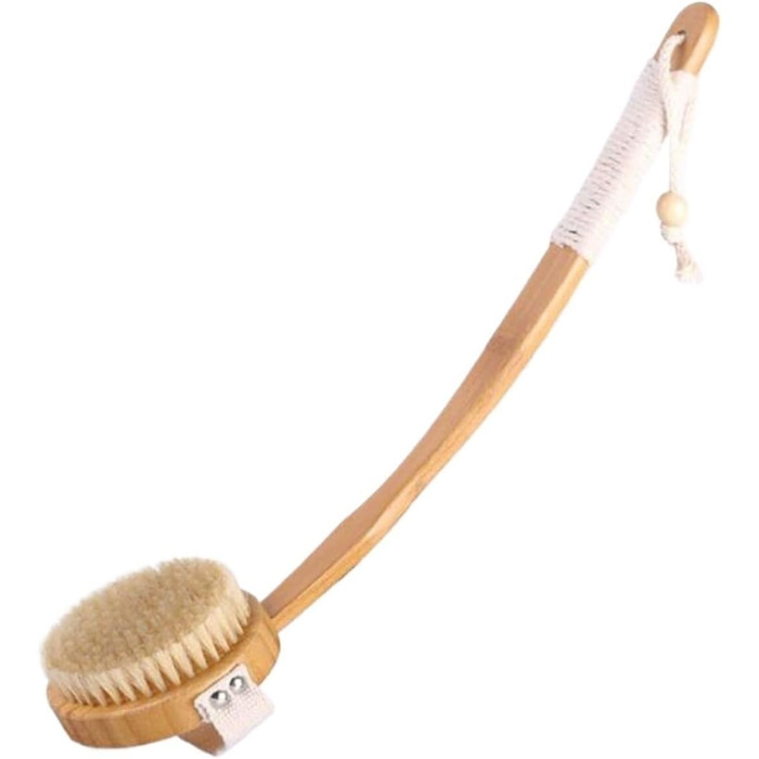 17.7-inch Bath and Body Brushes for Women, Boar Bristle, Long Handle, Bath Brushes, Back Scrubber for Shower for Men, Bamboo Shower Brushes