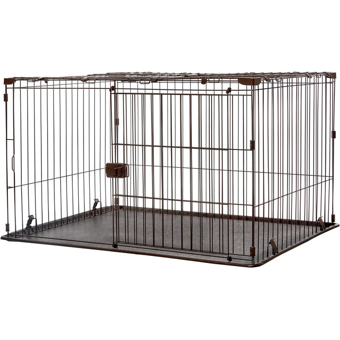 Клітка для собак, котів та кроликів Iris Ohyama, 1.7 м², 8 панелей, WPC-24, чорна, з дверцятами