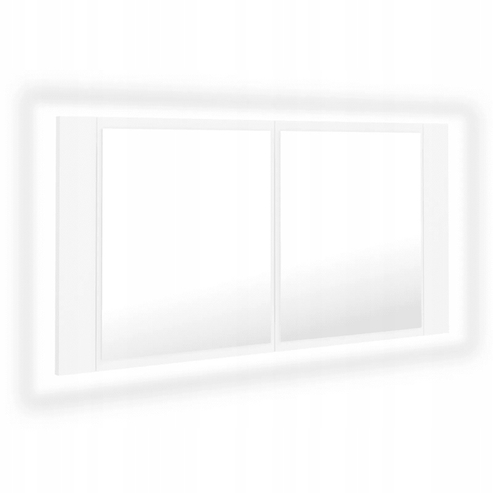 Шафа у ванну кімнату з LED-дзеркалом та RGB-підсвіткою, біла, 90x12x45 см