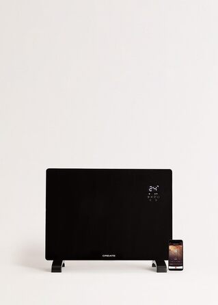 Електричний конвектор CREATE/WARM Crystal 2000W з WiFi, LED-сенсорний екран, 2 режими (1500W, Чорний)