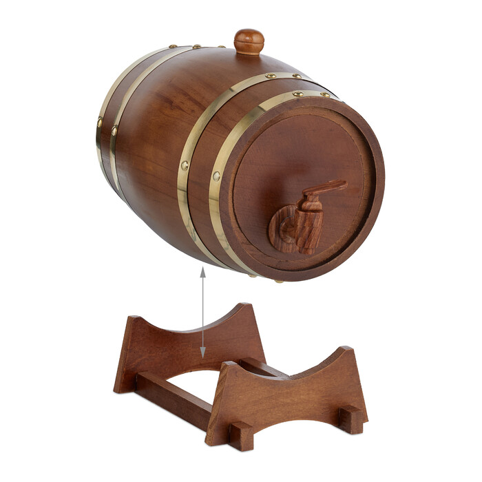 Relaxdays Small Wooden Barrel, 2.2 Liters