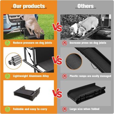 Рампа для собак у автомобіль, складана, для великих собак, до 80 кг, 4 сходинки, для SUV, авто, вантажівка, високе ліжко (чорний, 101*75*47 см)