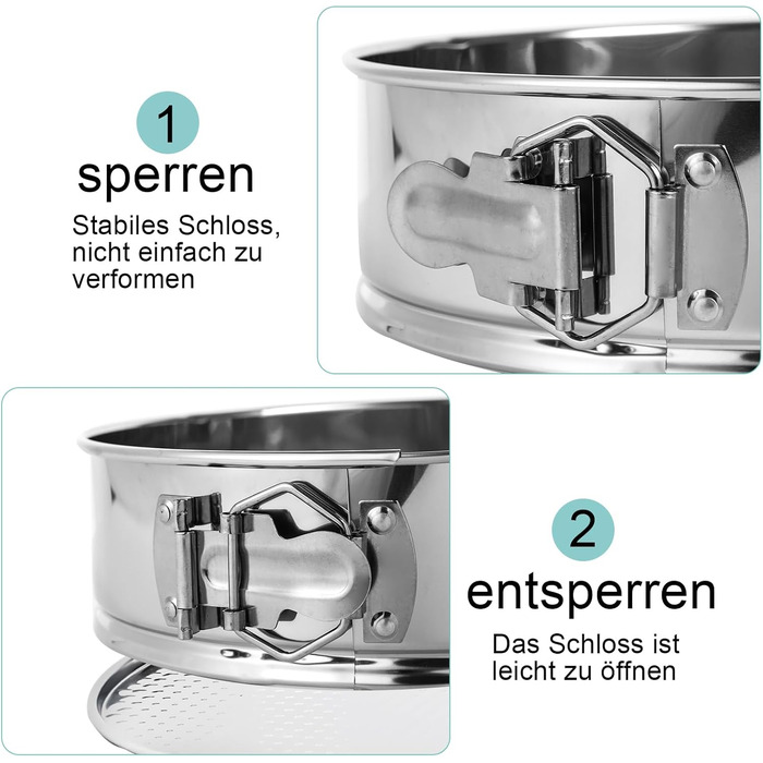 Форма для випічки Hikaproligt з нержавіючої сталі, діаметр 26 см, кругла, з антипригарним покриттям, не протікає, з силіконовим захистом, знімний дно, ідеальна для чізкейків, форма для випічки тортів 25 см