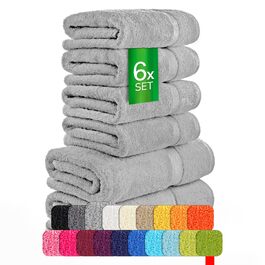 Набір махрових рушників etérea Carli, 100% бавовна, Oekotex, 500 GSM, 6 предметів (2 банні 70x140 см, 4 для рук 50x100 см), колір камінний сірий