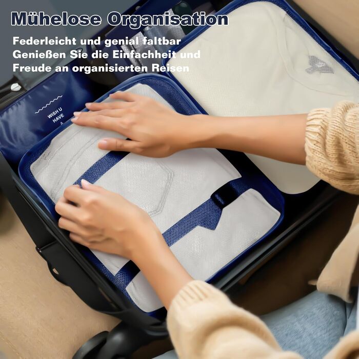 Органайзер для валізи OBSGUMU, набір 9 шт. - Packing Cubes для подорожей, косметичка, валізні органайзери (Marineblau)