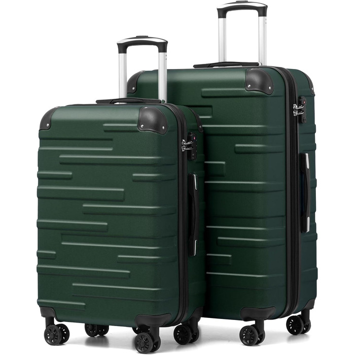 Валіза COOLIFE з жорстким корпусом, розширювана, для подорожей, ABS пластик, TSA-замок, 4 колеса, туркіс-зелений, набір 2 шт (M + L)