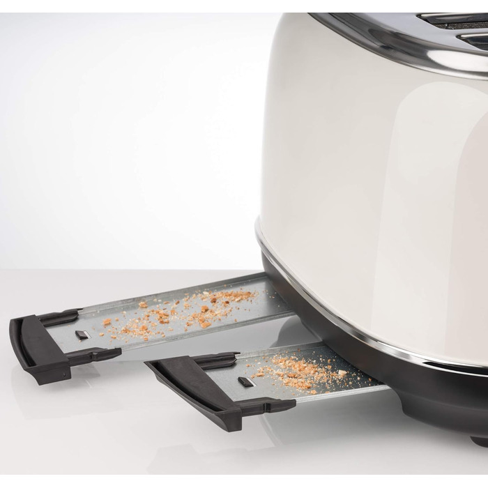 Тостер Korona 21676, 4-х секційний, кремовий, з регулюванням ступеня прожарювання, функція підігріву, 1630 Вт, підставка для тостів, висувна шухляда для крихт, центрування тостів