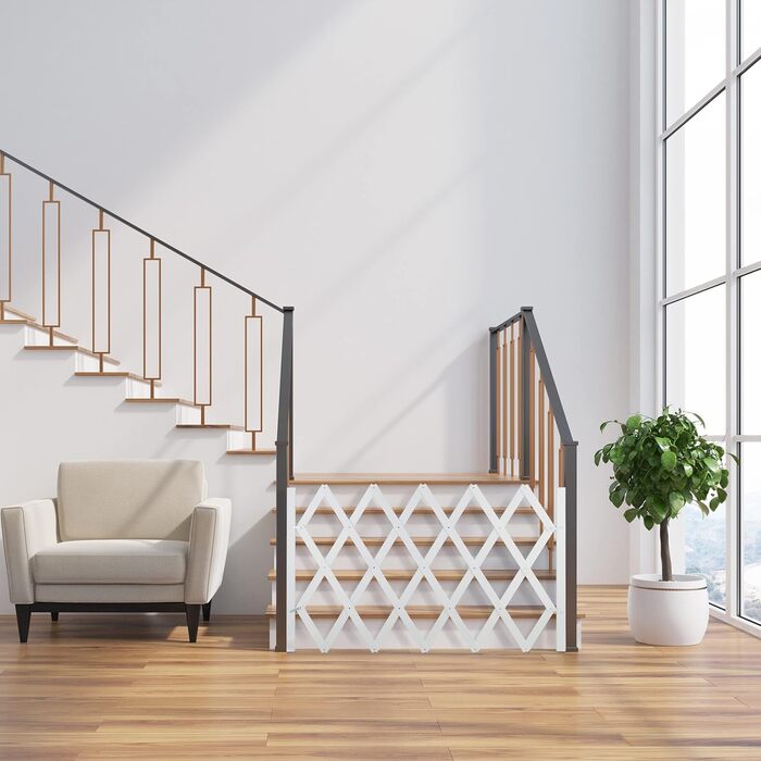 Захисне ворота для собак Relaxdays, висувні до 108,5 см, висота 47,5-60 см, білий, для захисту сходів та дверей