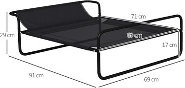 Лежанка для собак PawHut Outdoor, піднята лежанка з дихаючою сіткою, чорна, 91 x 69 x 29 см