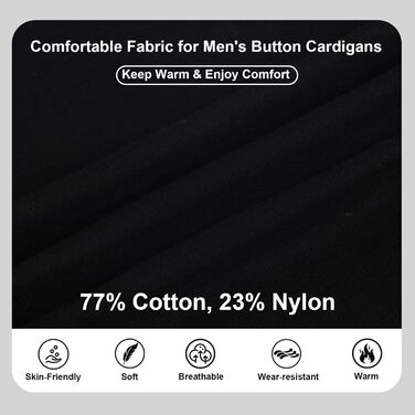 Чоловічий кардиган з в'язаного полотна, чорний, XL. Зручний чоловічий пуловер з V-подібним вирізом, довгі рукави, з кнопками та кишенями. Ідеальний для зими.