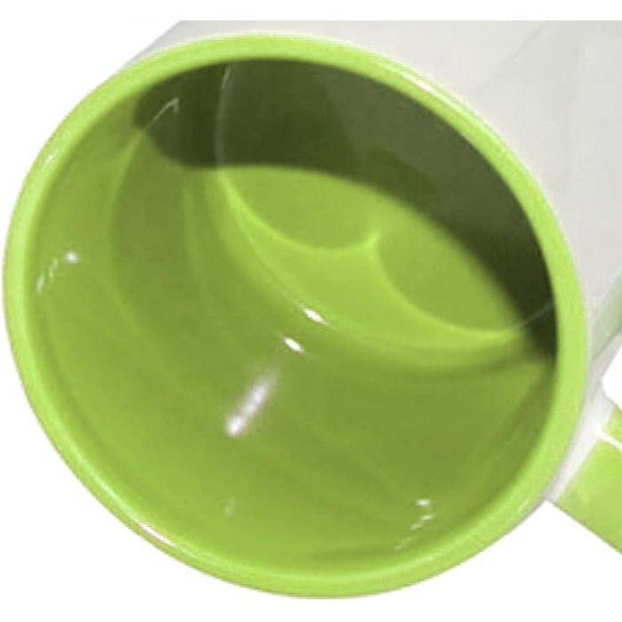 MR.R Set of 6 Sublimation Blanks, 334 ml, Dishwasher-Safe Ceramic Coffee Mugs, Green Color, Interior Cup and Handle, Drinking Cup for Milk, Tea, Cola, Water