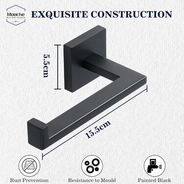 Тримач для туалетного паперу з нержавіючої сталі 304, 15 см. Сучасний настінний тримач для ванної кімнати, туалету та кухні (Чорний)