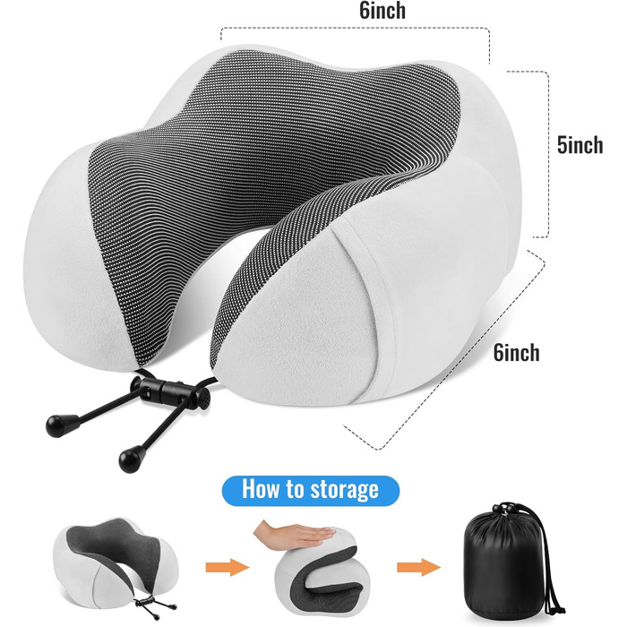Подушка для шиї CloudBliss Premium Memory Foam - комфортна та підтримуюча, для подорожей, авто, офісу та дому (сірий, 1 шт.)