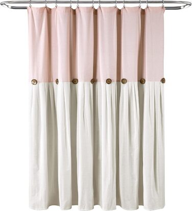 Шторка для душу Lush Decor з льону, 183 x 183 см, сірий та білий (Blush & White)
