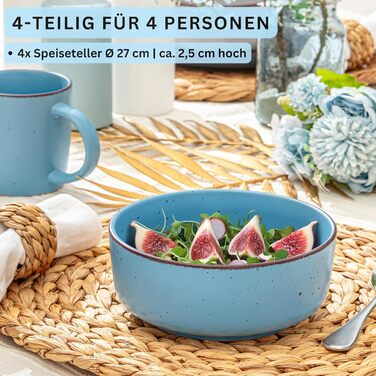 Набір керамічних мисок Sänger VALUE COLLECTION (Bombay Saphir) - 4 шт., 700 мл, для мюслі, миття в посудомийній машині, мікрохвильова піч, стійкість до подряпин, фіолетовий