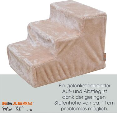 Сходинки для тварин ESTEXO: сходи для собак та котів, 3 сходи, плюшевий чохол, бежевий колір