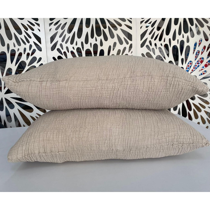 DEKADRON Throw Blanket made of 100% Cotton Muslin, 4-Layer, Soft Turkish Cotton, Muslin, Reversible, Faux Fur (2 King-Size Pillowcases 20 x 35 inches)