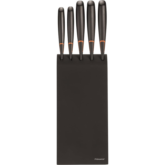 Набір ножів Fiskars Edge 5 предметів, дерев'яний блок (береза) 37 см, чорний