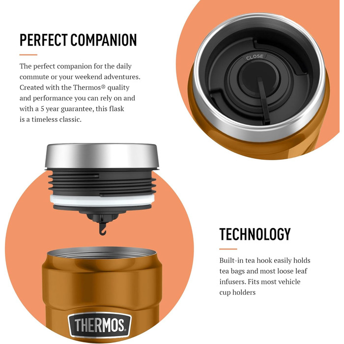 Термос King Reise Thermobecher: термокружка з нержавіючої сталі, 470 мл, 8.3 x 8.3 x 20 см (мідь)