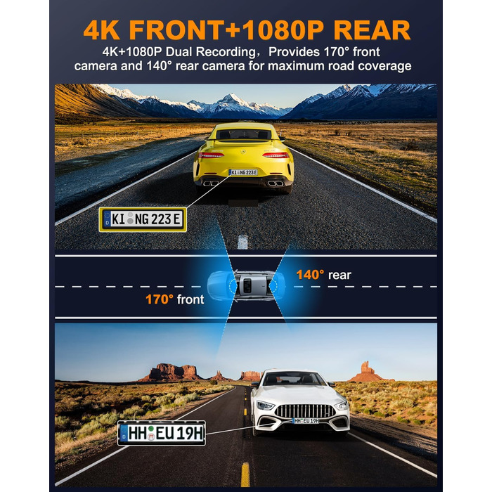 Відеореєстратор Auto Dashcam 4K WiFi з SD 64GB, 360° обертання, CPL, Super Night Vision, WDR, 170° та G-Sensor