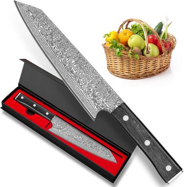 Професійний кухонний ніж Kiritsuke з дамаської сталі VG10, 67 шарів, ручка з епоксидної смоли, серія D08