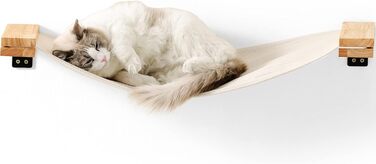 FUKUMARU Cat Wall Hammock, 91 x 33 cm Cat Bridge made of natural solid rubber wood, Wall Cat Bed for DIY Cat Highway and Cat Wall for Cats