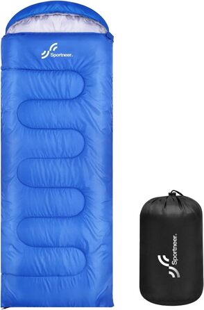 Сплячий мішок Outdoor Sportneer для дорослих та дітей - легкий спальник для кемпінгу, походів, рюкзаків, 220x75 см, блакитний