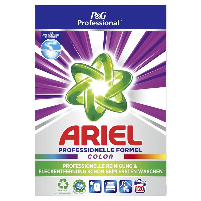 Пральний порошок Ariel Professional Color для кольорових речей, 7.8 кг, 120 циклів прання, професійний засіб для видалення плям