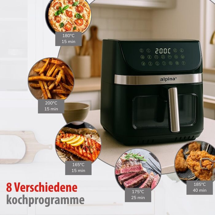 Фритюрниця Alpina Heißluft XXL: Airfryer на 4-6 осіб, 1800W, 9L, цифровий дисплей, таймер 2 год