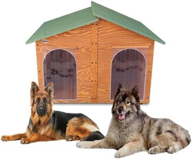 Будка для собак LEGNO XXXL з подвійним входом та сепаре - Масивне дерево, Made in Italy