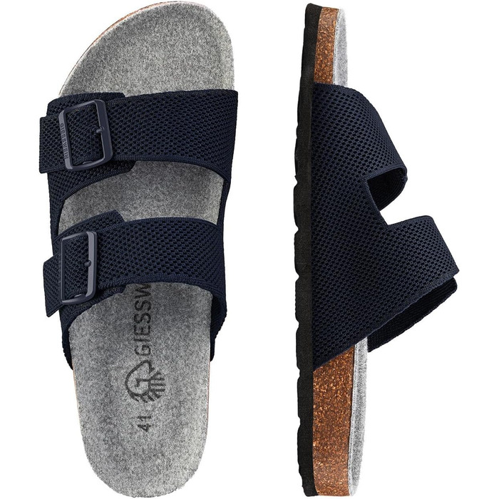 Giesswein Merino Slides жіночі - Шльопанці з анатомічною устілкою з корку - Комфортні сандалі з регульованими ремінцями з ажурного трикотажу - Домашні капці з мериносовою устілкою (42 EU, Ocean Blue)